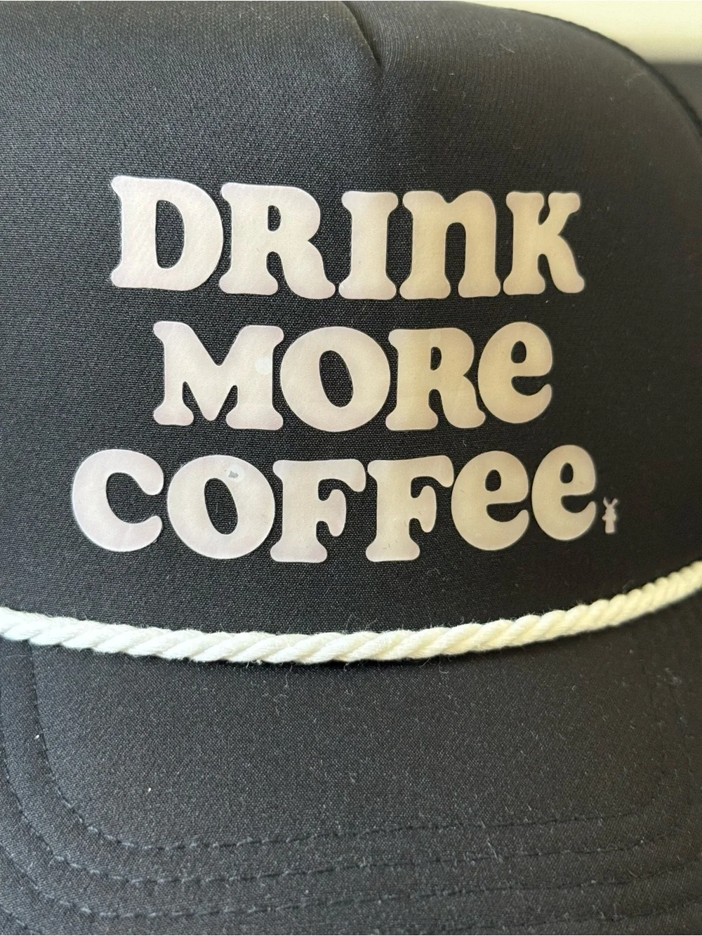 NWOT Dutch Bros Drink More Coffee Black Trucker Hat Snapback Rope Cap OS